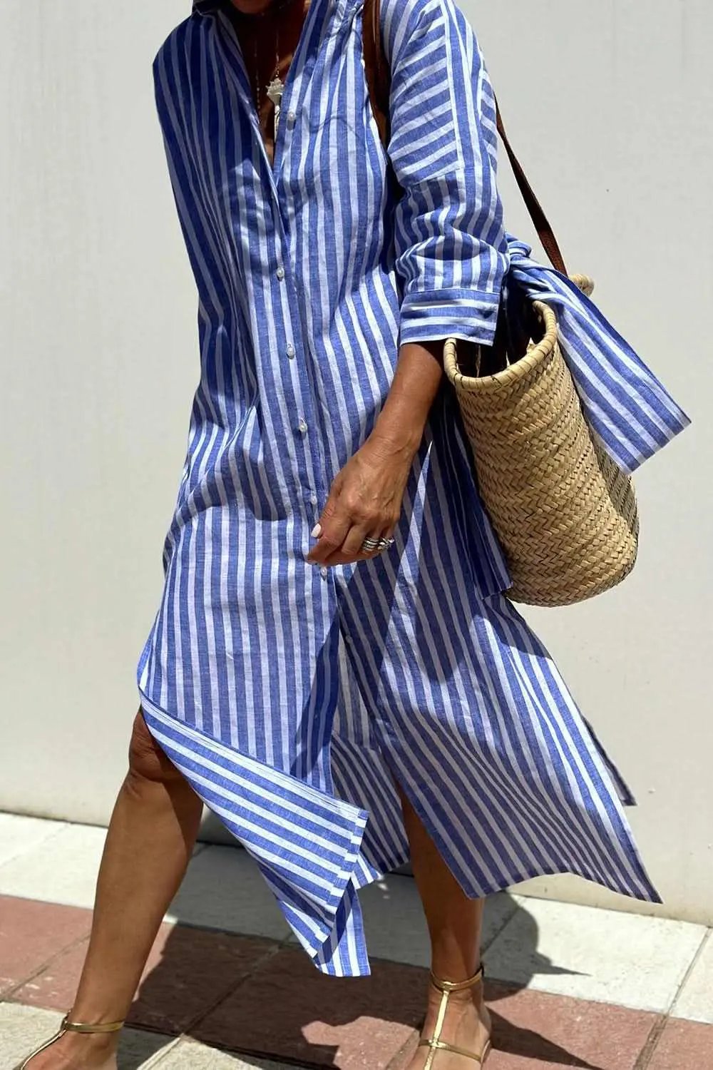 Chic button-up dress with sleeves - Love Salve